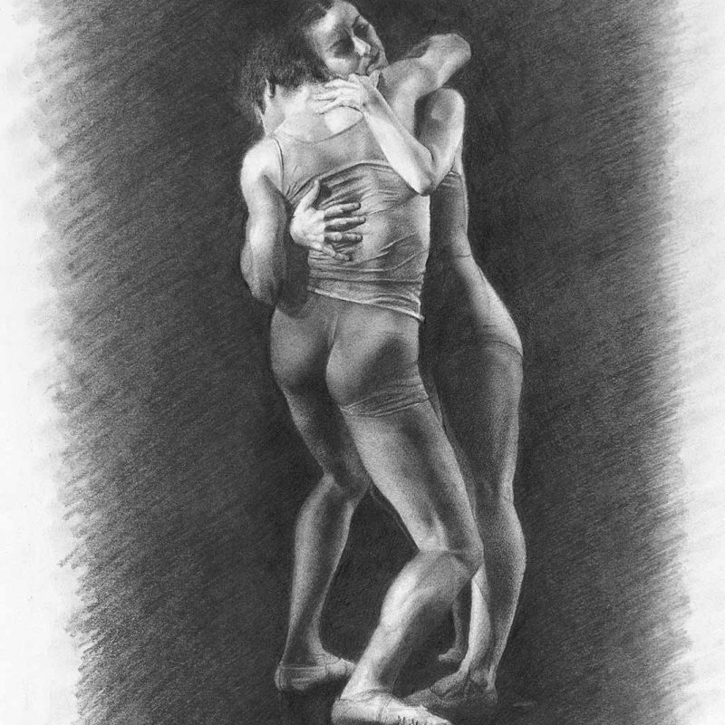 Ballet Art -Embrace Graphite Drawing by Marie Frances