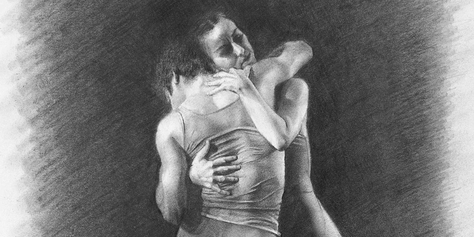 Embrace Graphite Drawing by Marie Frances