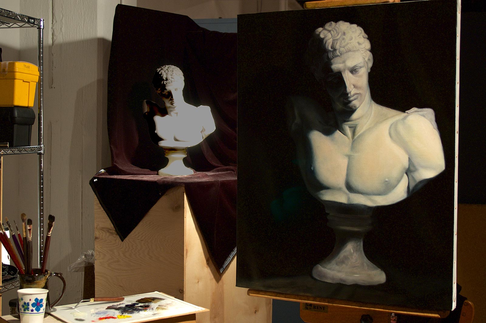 Hermes Oil Painting in Studio by Marie Frances