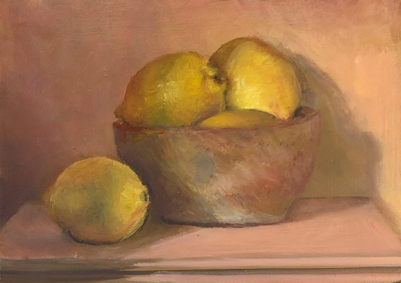 Lemons in Bowl Oil Painting by Marie Frances