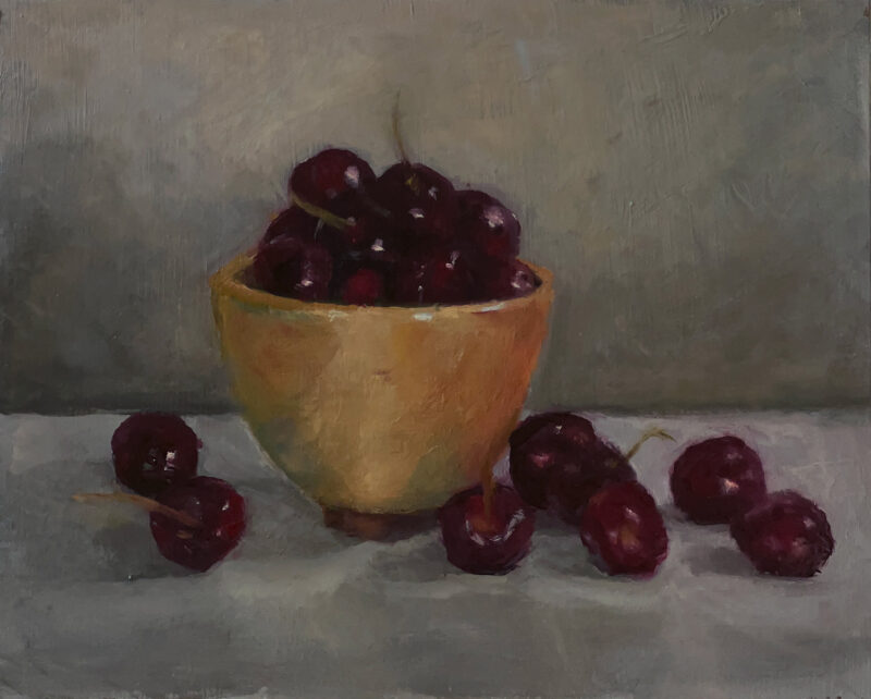 Oil Paintings - Bowl of Cherries by Marie Frances Fine Art