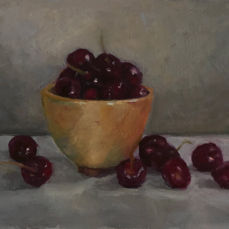 Oil Paintings - Bowl of Cherries by Marie Frances Fine Art