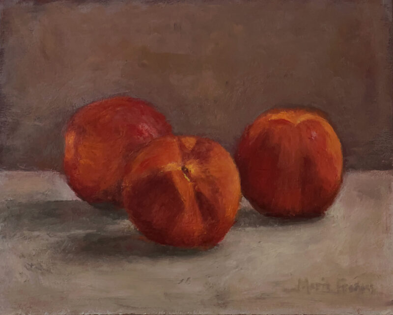 Oil Paintings -Three Peaches by Marie Frances Fine Art