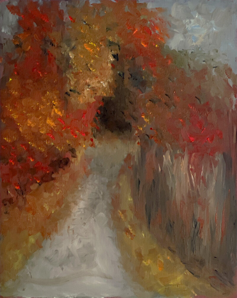 Original Painting - Autumn Path at Matt's Pond by Marie Frances