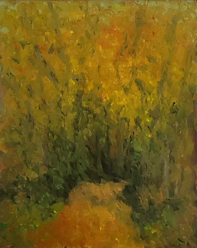 Landscape Painting - Golden Leaves on Far Ridge Trail by Marie Frances