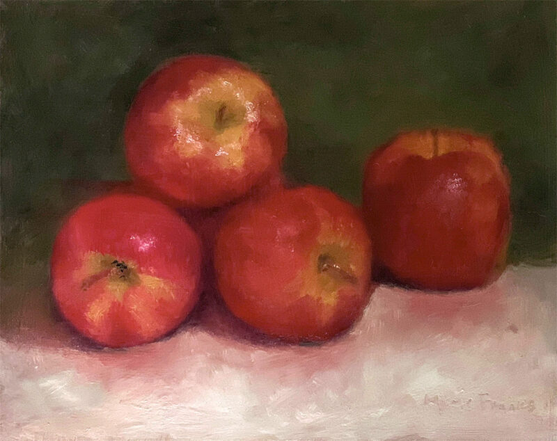 Still Life Oil Painting - Apples by Marie Frances