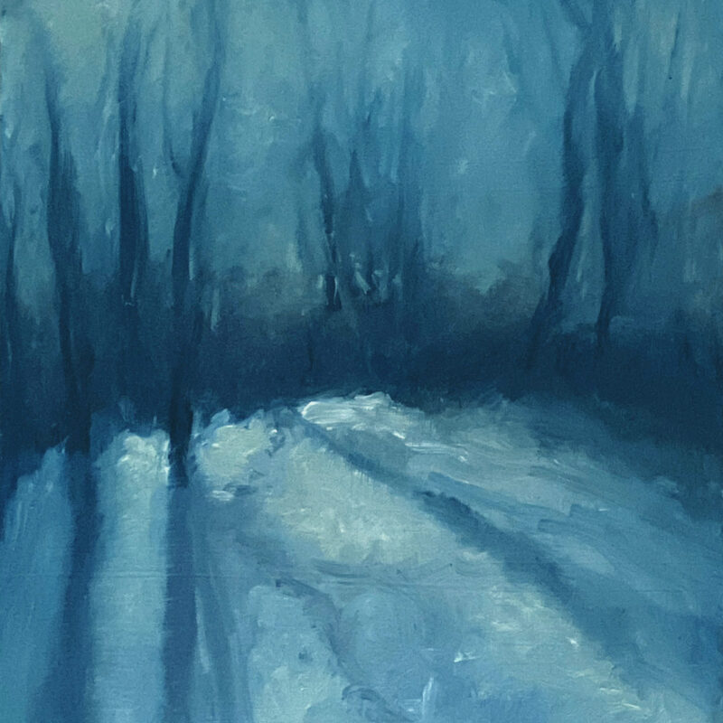 Landscape Painting - Sunlit Stillness on Snowy Trail by Marie Frances Fine Art
