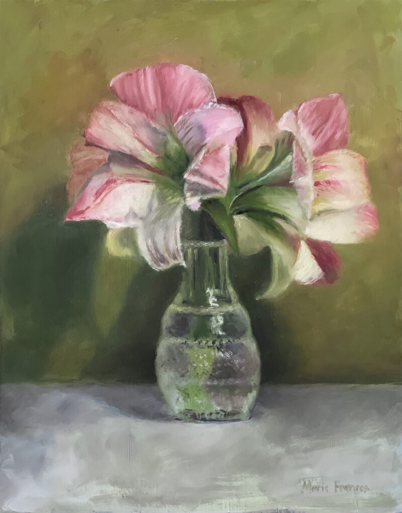 Floral Painting - Pink Amaryllis by Marie Frances Fine Art