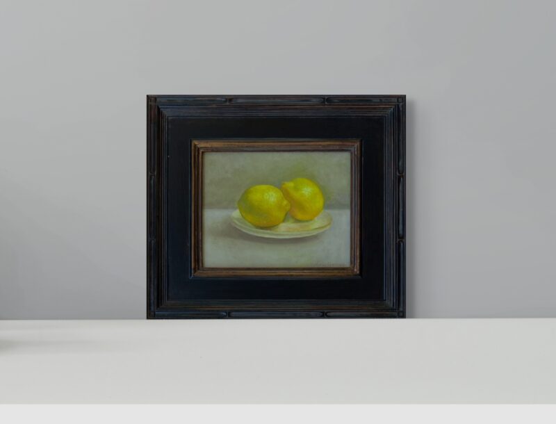 Original Painting - Lemons on Plate by Marie Frances Fine Art