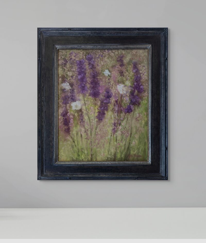 Wildflower Painting - Larkspur's Embrace by Marie Frances Fine Art