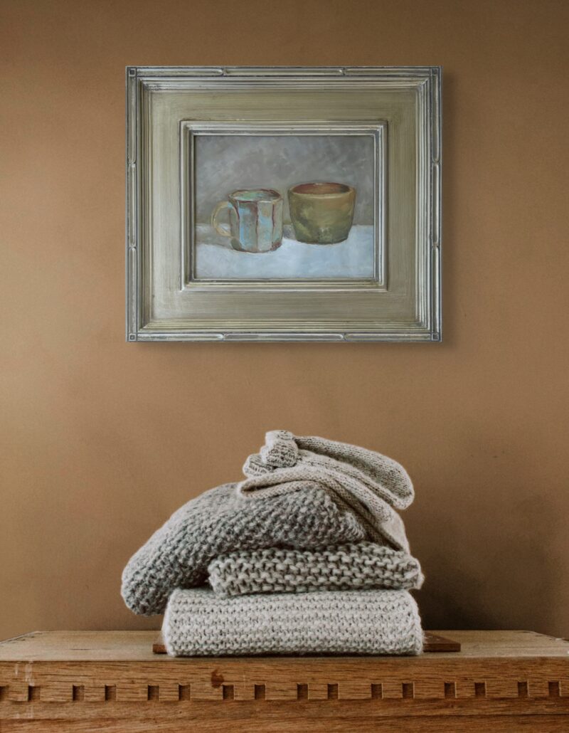 Dining Wall Art - Mug and Bowl Oil Painting by Marie Frances