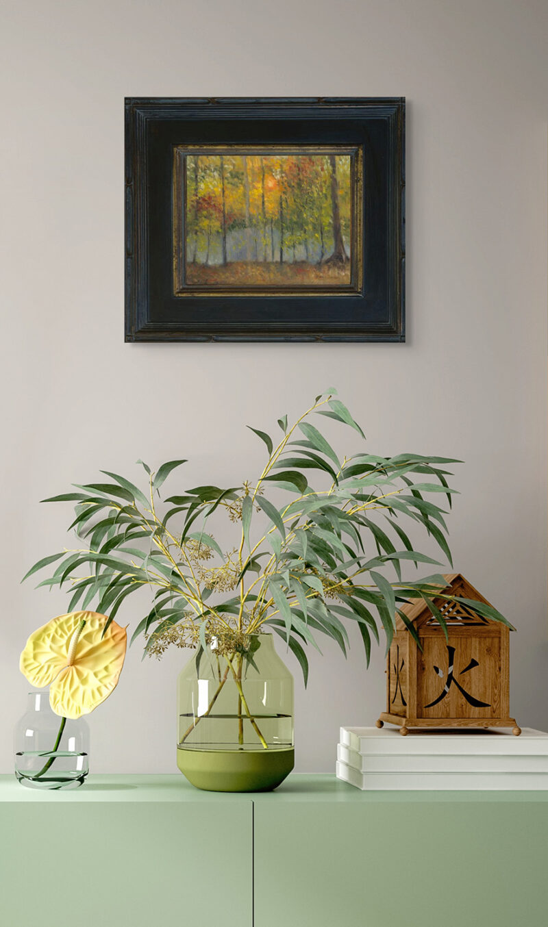 Landscape Wall Art - Autumn at Spring Pond Oil Painting by Marie Frances