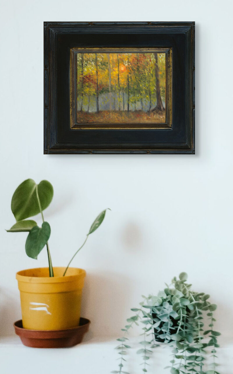 Landscape Wall Art - Autumn at Spring Pond Oil Painting by Marie Frances