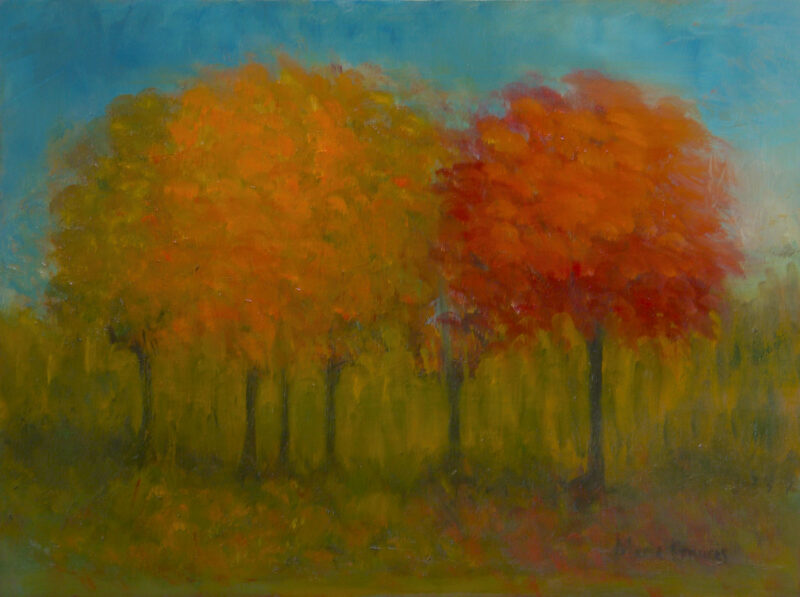 Fall Landscape Painting - Autumn's Glow Oil Painting by Marie Frances