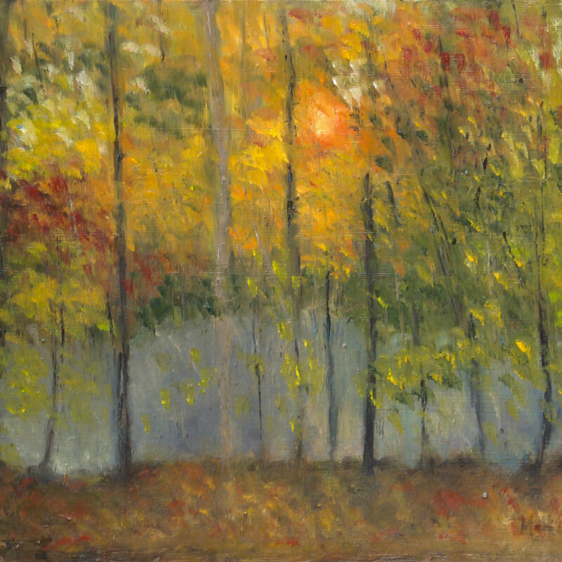 Landscape Wall Art - Autumn at Spring Pond Oil Painting by Marie Frances