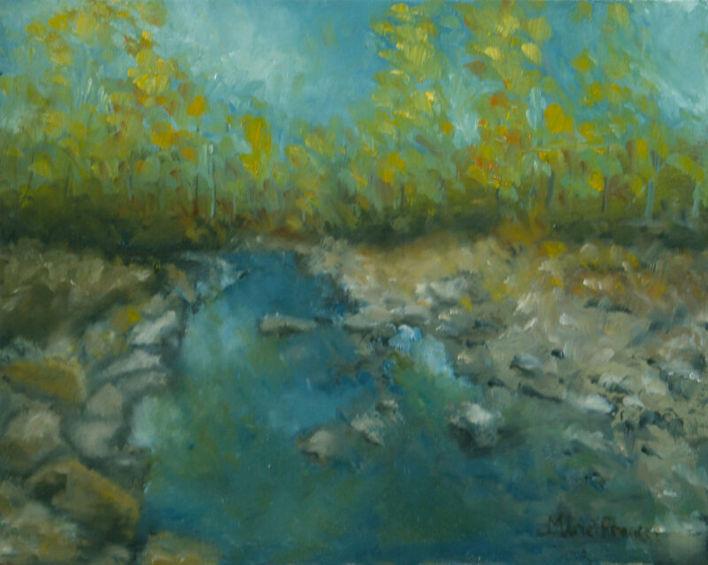 Painting of Water - Peaceful Stream Oil Painting by Marie Frances