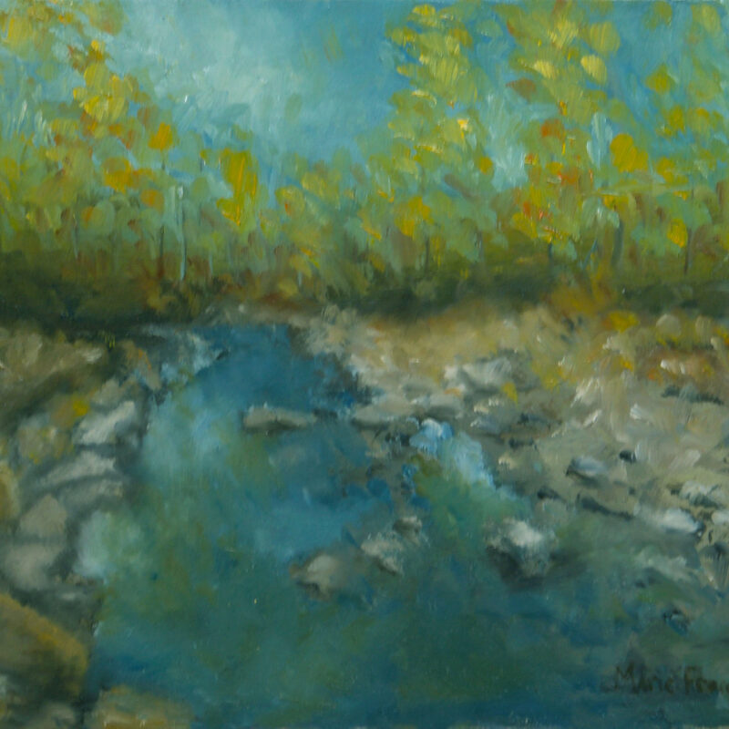 Painting of Water - Peaceful Stream Oil Painting by Marie Frances