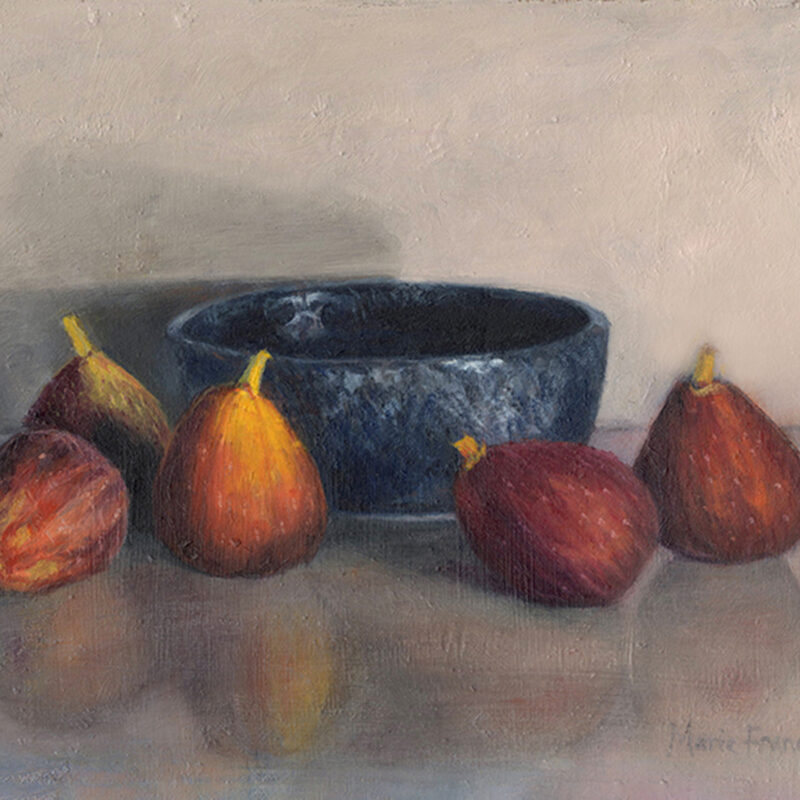 Still Life Painting - Figs and Blue Bowl by Marie Frances