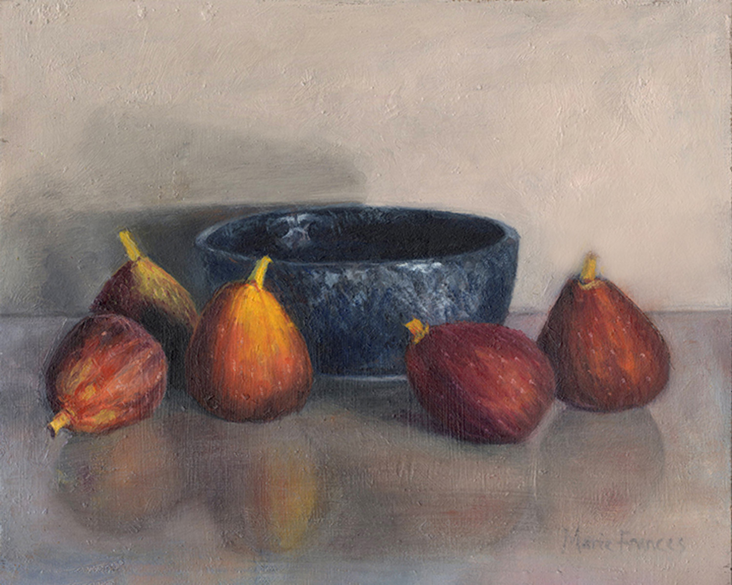 Still Life Painting - Figs and Blue Bowl by Marie Frances